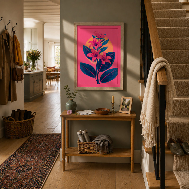Florals in Golden Light Botanical - Framed Print, A4 - 29.7 x 21.0 cm, Oak