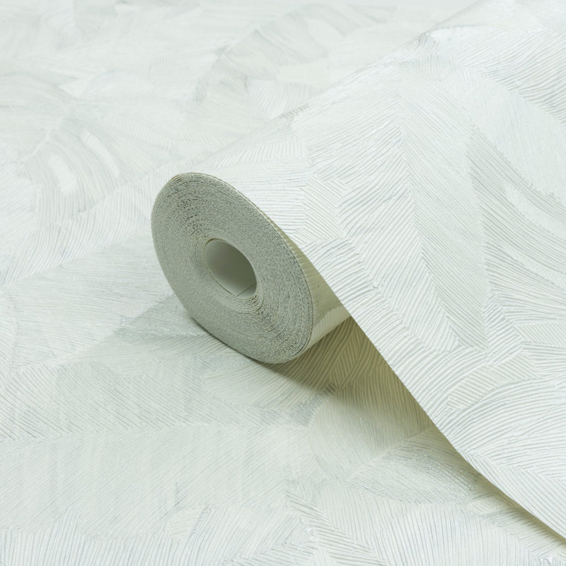 Karuna Collection Branched Leaf Motive Wallpaper Roll, White