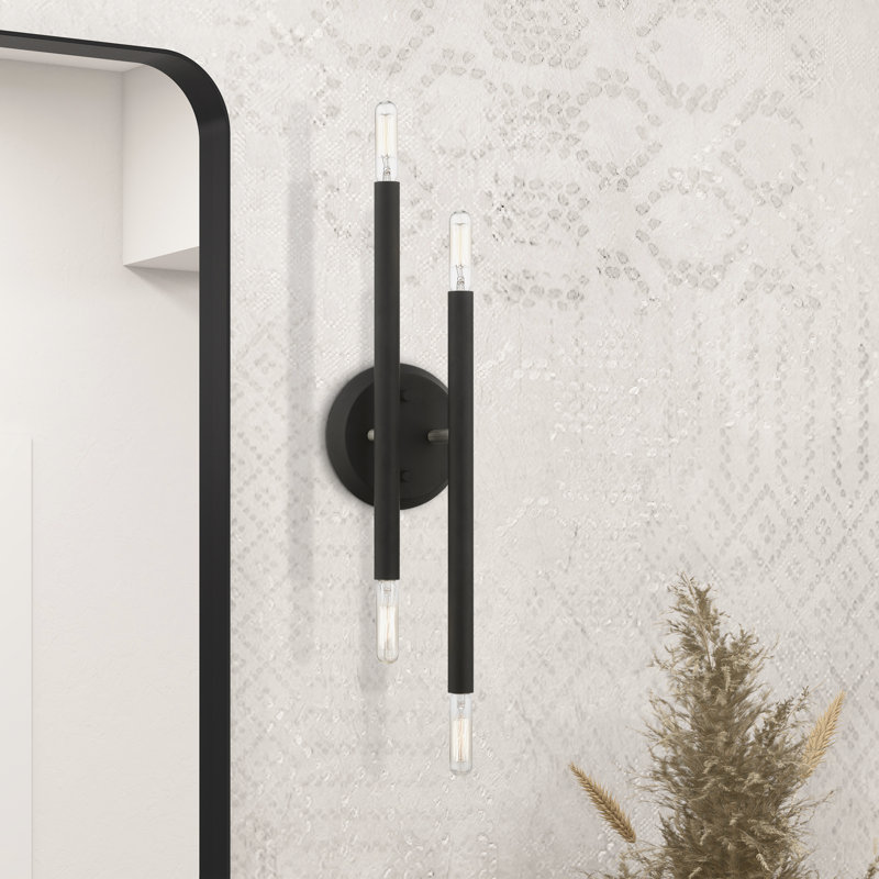 Applique murale à 4 lumières à intensité variable Asherah Aquera, Noir / Nickel brossé
