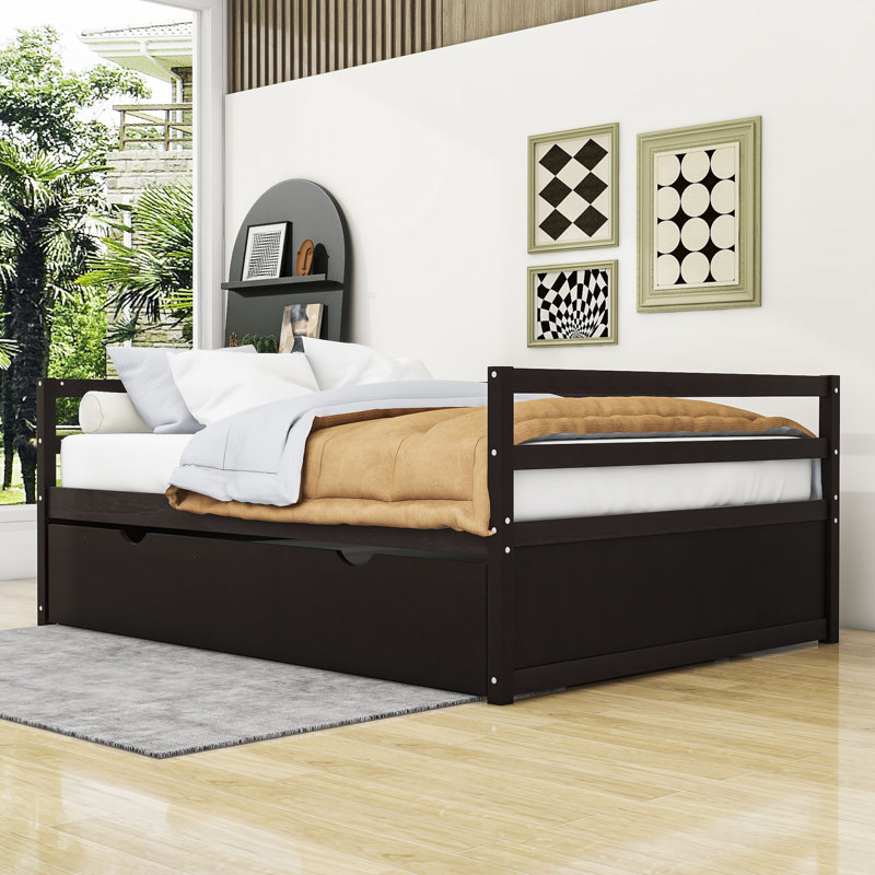 Yeimi Wood Twin Daybed with Twin Trundle, Espresso