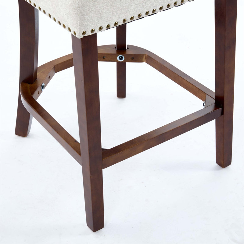 Ensemble de deux tabourets de bar à hauteur de comptoir Mid Century Modern, Beige