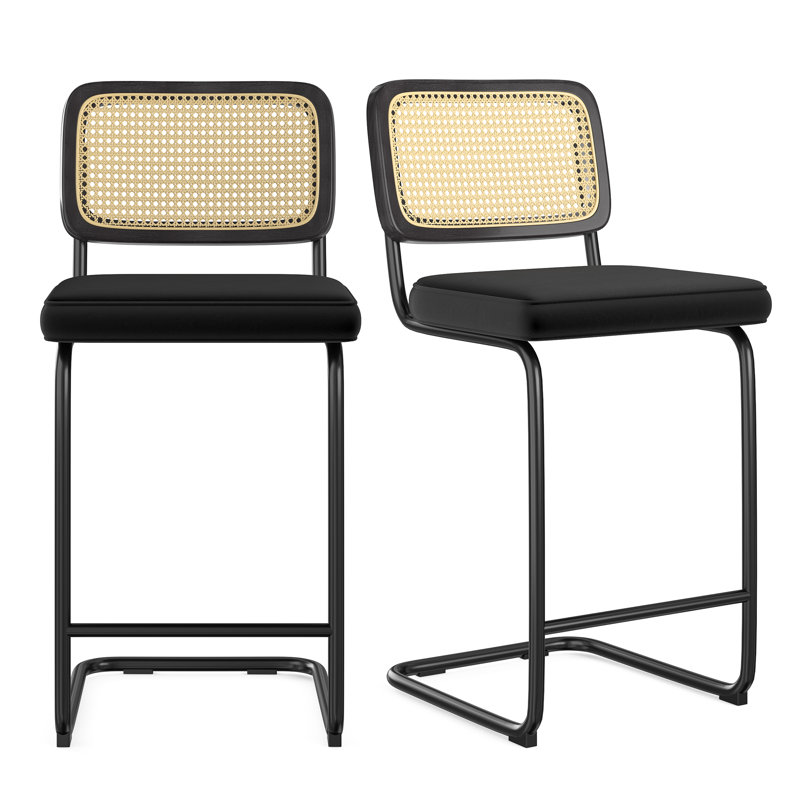 Tabouret Baumgartner, Noir, Noir, Tabouret de comptoir (siège d'une hauteur de 26 p