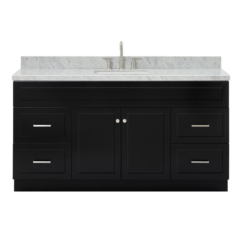 Hamlet 67'' Single Bathroom Vanity with Carrara Marble Top, Black