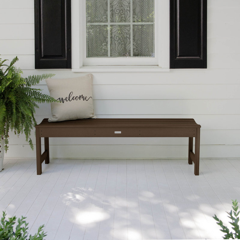 Arbnora Recycled Plastic Outdoor Bench, 17.3" H x 56.8" W x 15.8" D, Weathered Acorn