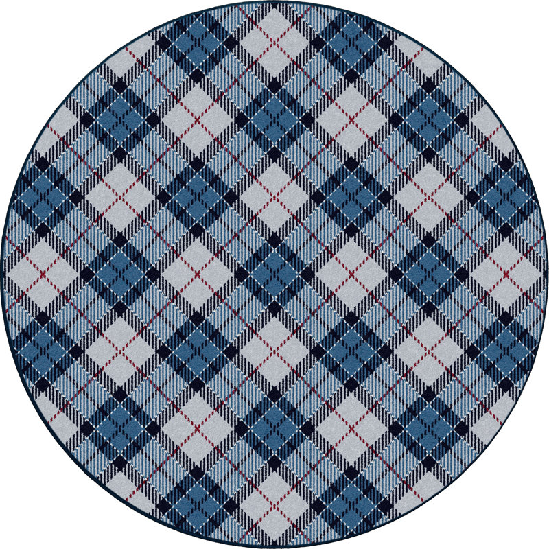 Ligaya Christmas Plaid Silver Bell, Round 5'4" x 5'4"
