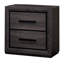 Table de chevet grise 1 pièce 2 tiroirs avec placage de papier noir