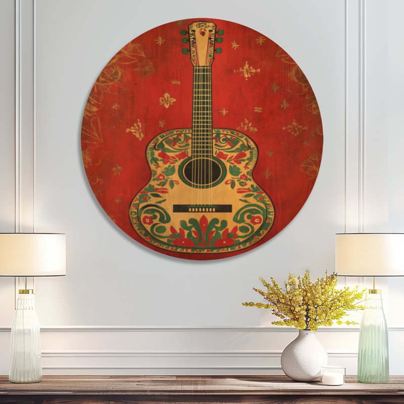 Kiro II - Décoration murale ronde vintage en bois, Rond 36 po, Rond