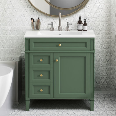 Modern Bathroom Vanity with Sink, 2 Drawers, Tip-Out Drawer, Storage Cabinet