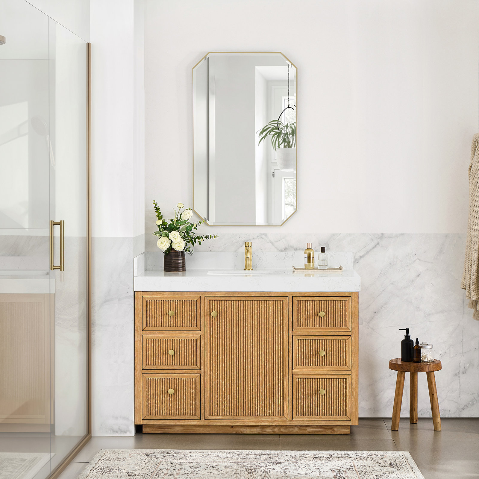 Thea 48" Single Bathroom Vanity, Fir Wood Brown