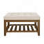 Grande table basse rembourrée en lin capitonné avec tablette en bois de hêtre-408961282