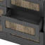 4 chambres pour grand lit: lit plateforme, tables de chevet et commode avec caractère de construction, conception en bois noir