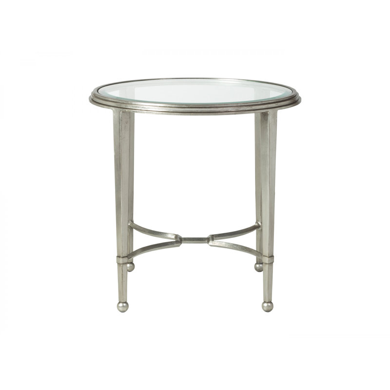 Metal Designs Sangiovese Round End Table, Silver Leaf