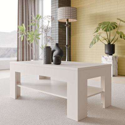 Chadwic Minimalistic coffee table with storage compartment, engineered wood, 110 cm W x 45.5 cm H x 60 cm D