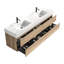 Meuble-lavabo mural flottant de taille 72 po, double tiroir, grain de bois, finition laquée E0, grand lavabo une pièce, couleur chêne, épissure noyer, quincaillerie-133043687-133043688-133043689