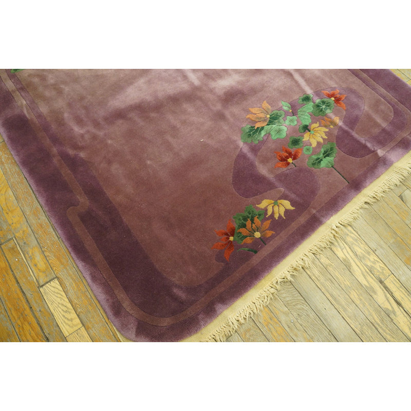 Antique Chinese - Art Deco Hallway Runner Wool Purple Rug