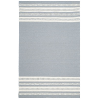 Rodgers Hand Woven Flat Weave Wool/Cotton Striped Rug in Gray
