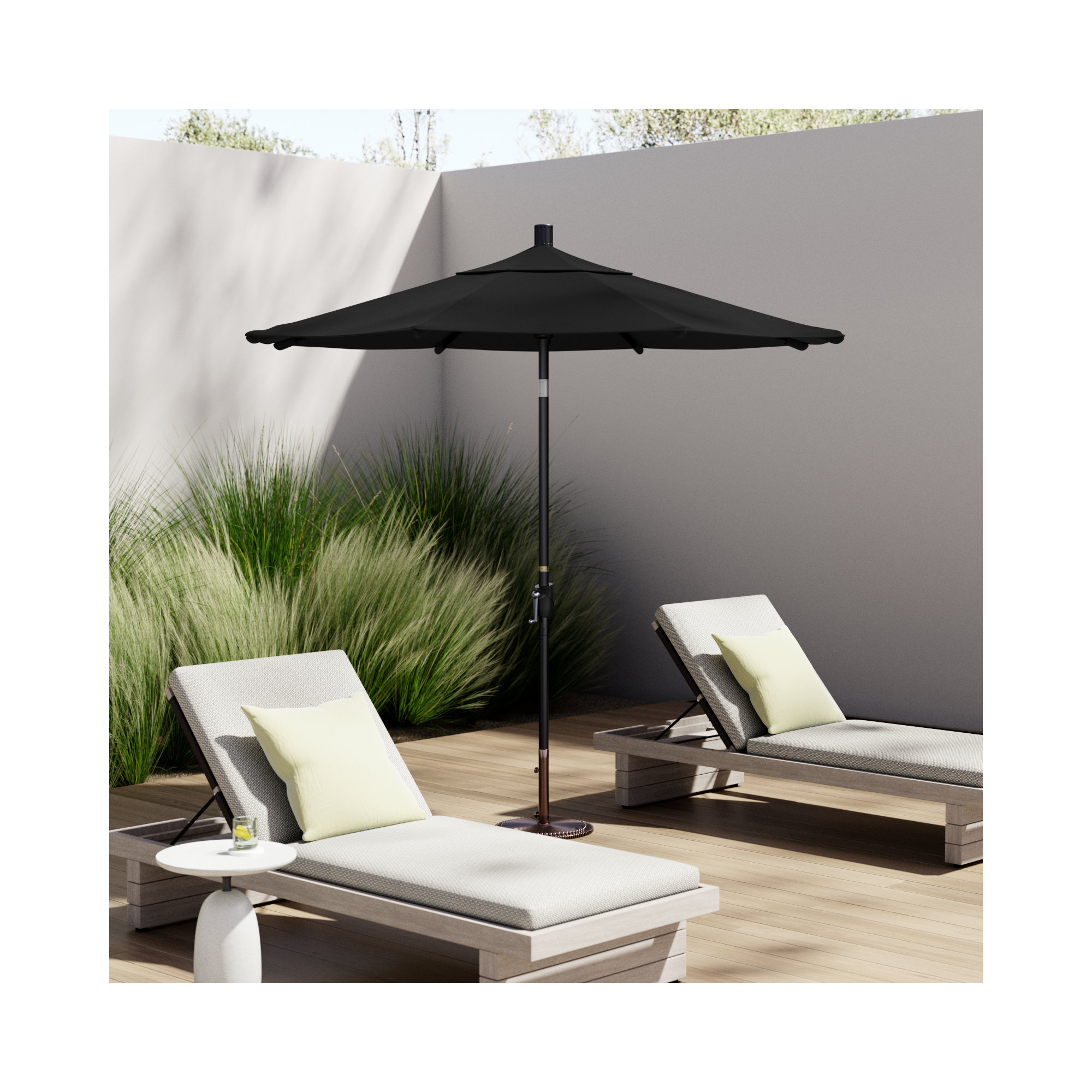 90'' Outdoor Umbrella, Black, Black Performance, Olefin