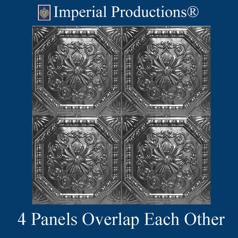 Carreau de plafond en métal argenté 2 pi x 2 pi