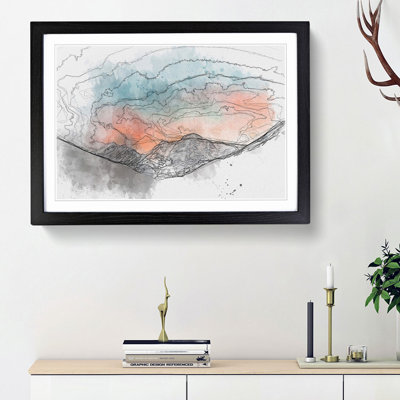 Sunrise over a Mountain in Abstract - Picture Frame Graphic Art Print