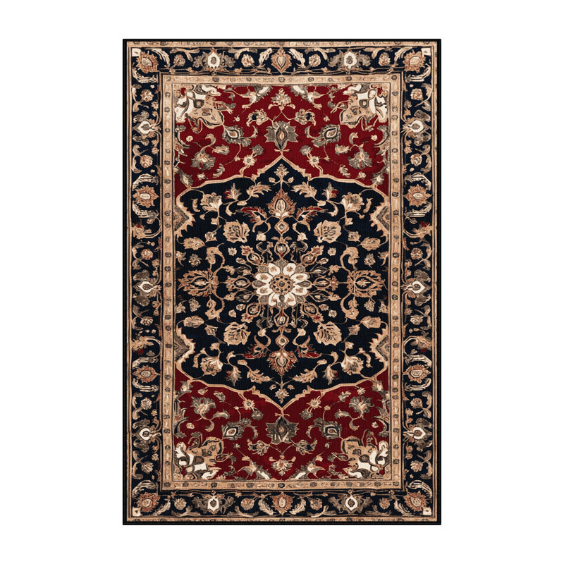 Tapis persan noir lavable à la machine, Rectangle 8 pi x 12 pi