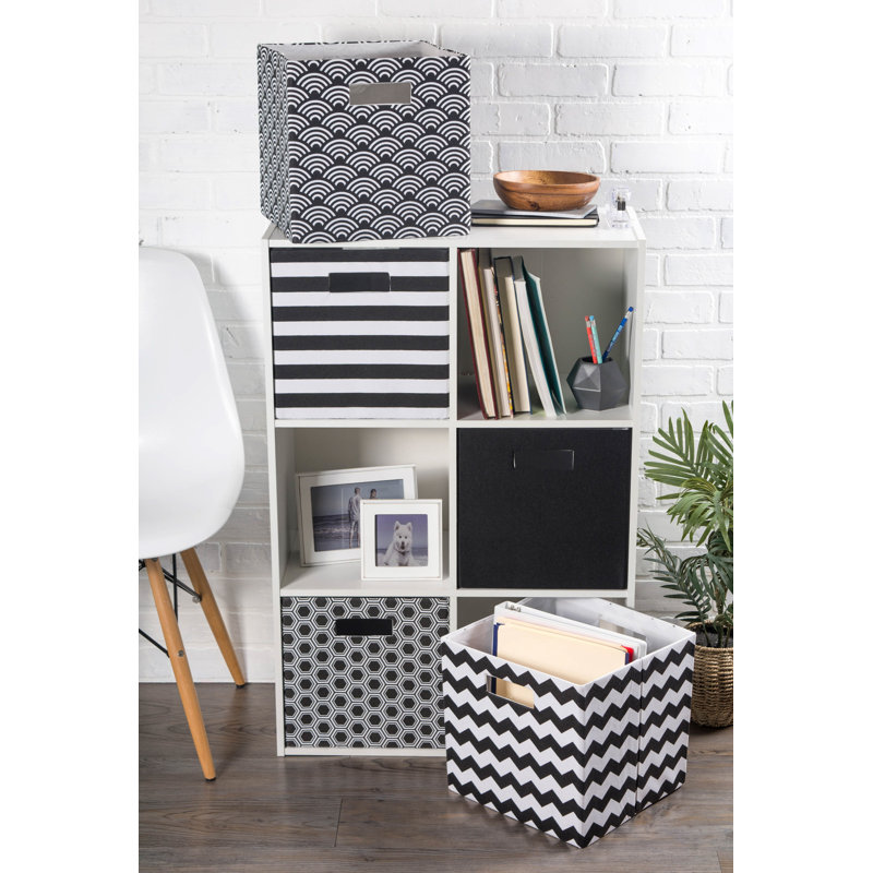 Ebern Designs Fabric Decorative Bin, Black, 11" H x 11" W x 11" D
