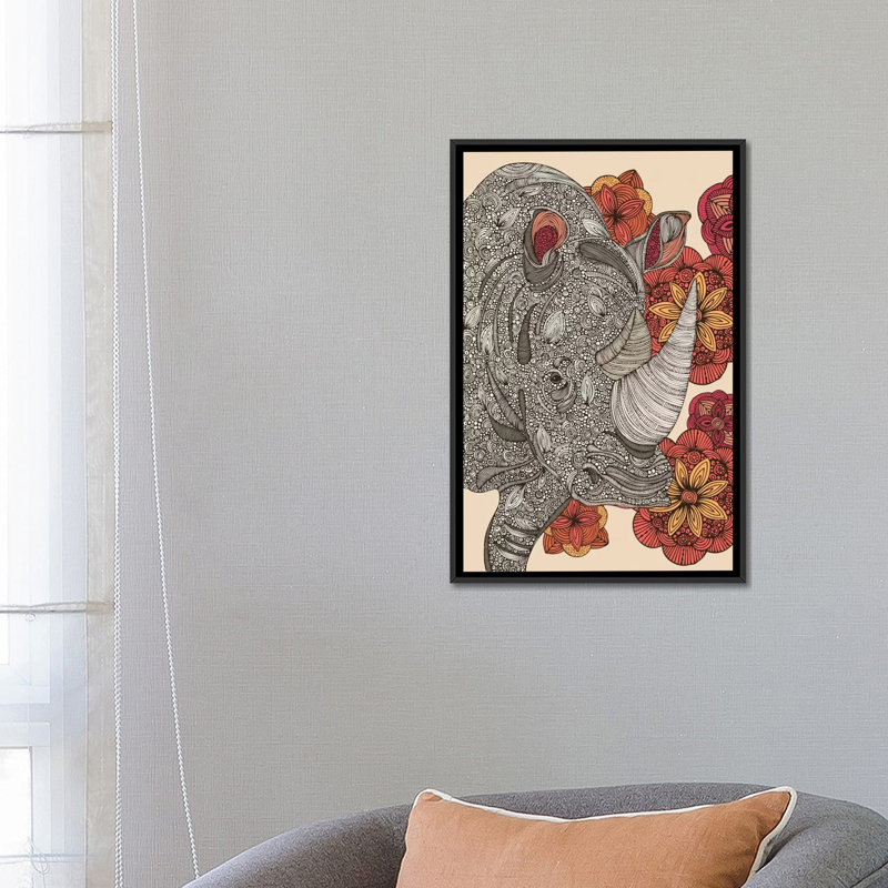 Rhino, impression sur toile tendue, H 26 po x l 18 po x P 1,5 po, Cadre noir
