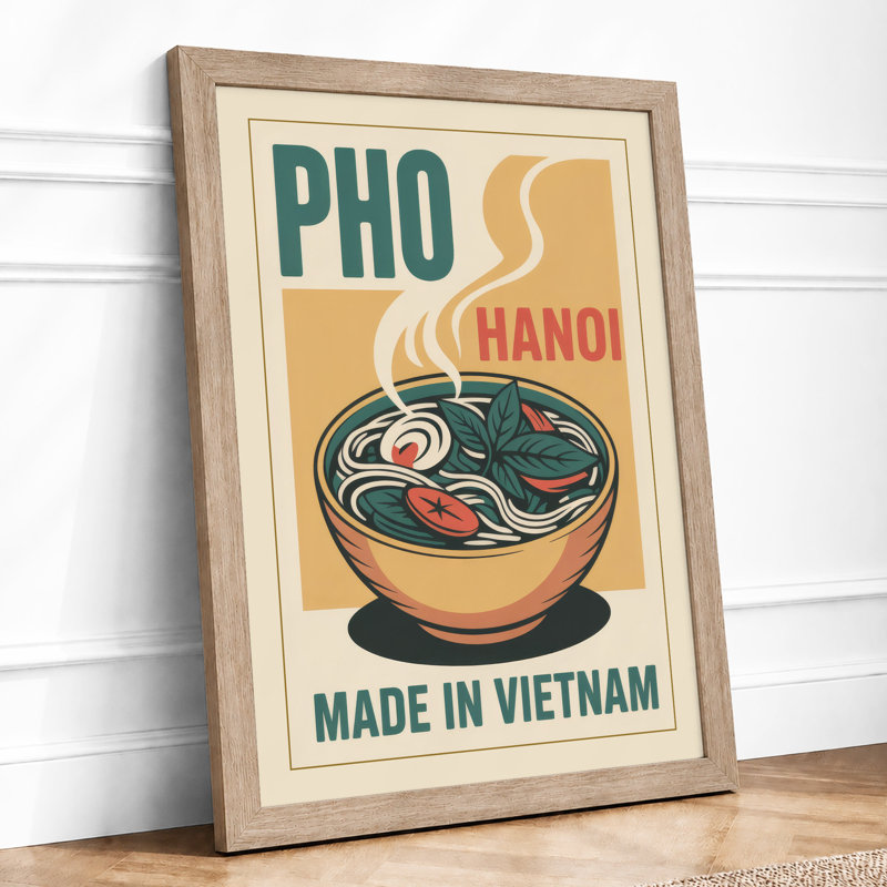 Postcard from Hanoi Retro - Framed Print, A4 - 29.7 x 21.0 cm, Oak