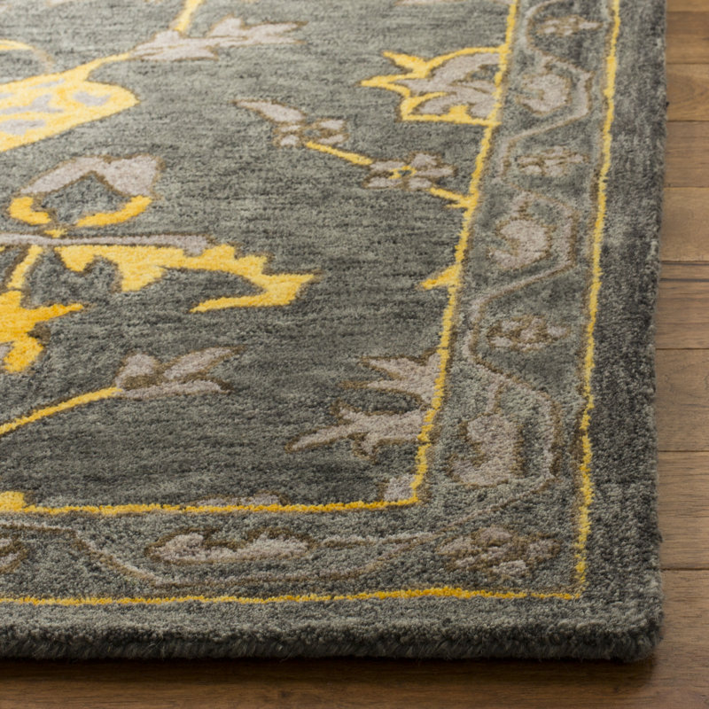 Tapis oriental en laine touffeté à la main Rudra, Carré 5 pi