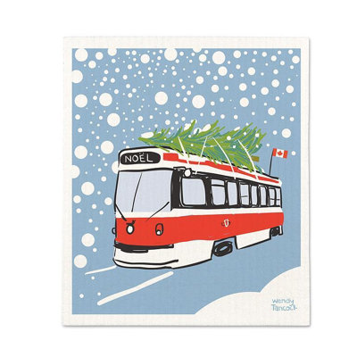 Christmas Streetcar Dishcloth
