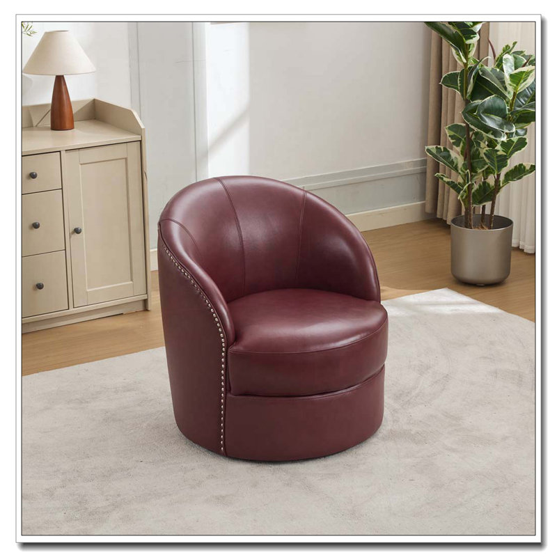 Fauteuil d'appoint pivotant en cuir, Noir rouge