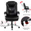 Fauteuil de bureau en polyuréthane à hauteur réglable avec design ergonomique, cuir souple, capacité maximale de 300 lb, structure, roulettes silencieuses, hauteur de conception classique, pour un confort lombaire, roulettes silencieuses, style artistique-141218409-141218410
