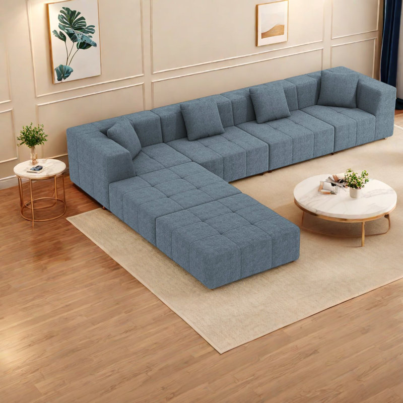 Canapé modulaire en flanelle gris confortable