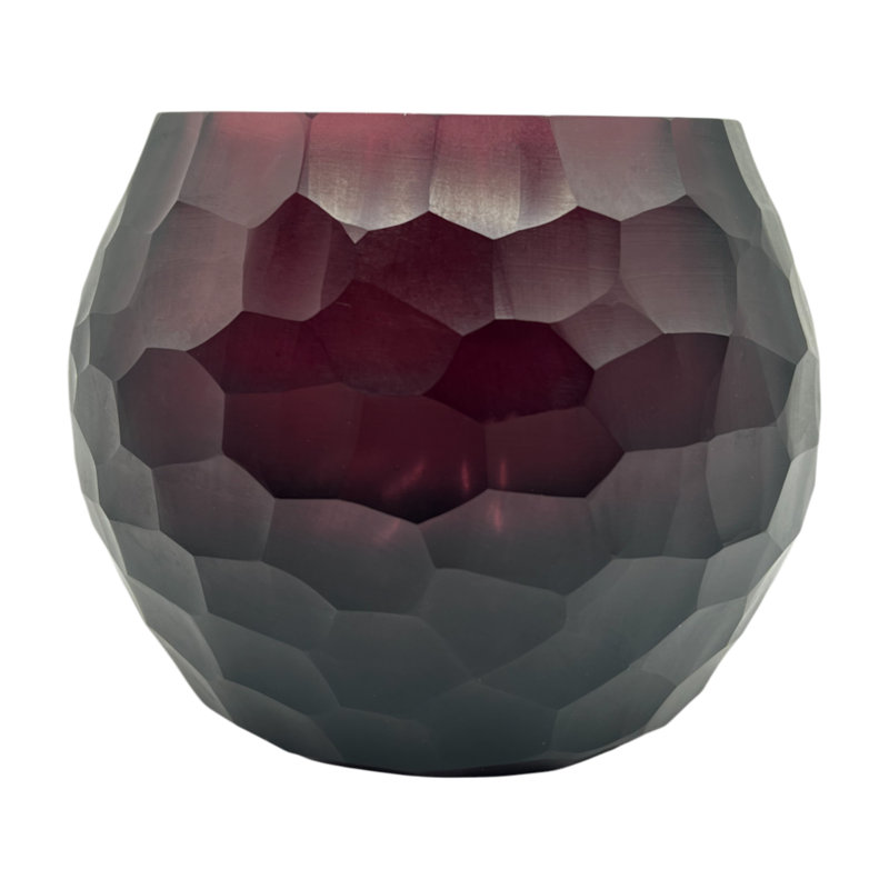 6" Wide Decorative Handmade Purple Bud Cutting Glass Vase