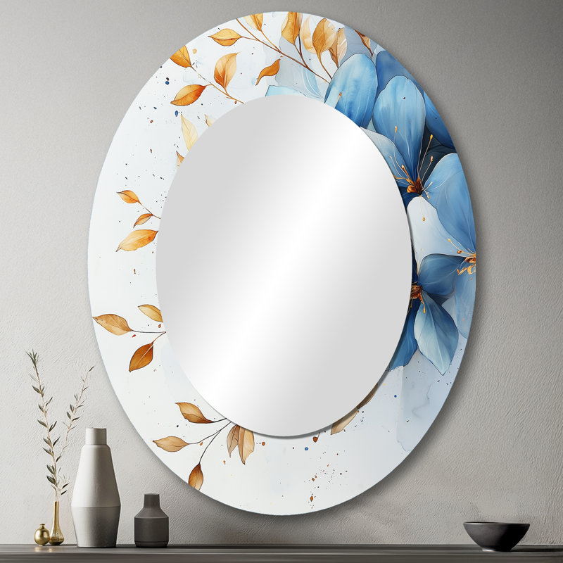 Plumeria Radiance - miroir mural bleu, 43 po x 33 po