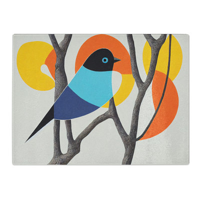 Serene Abstract Bird  Glass Chopping Board