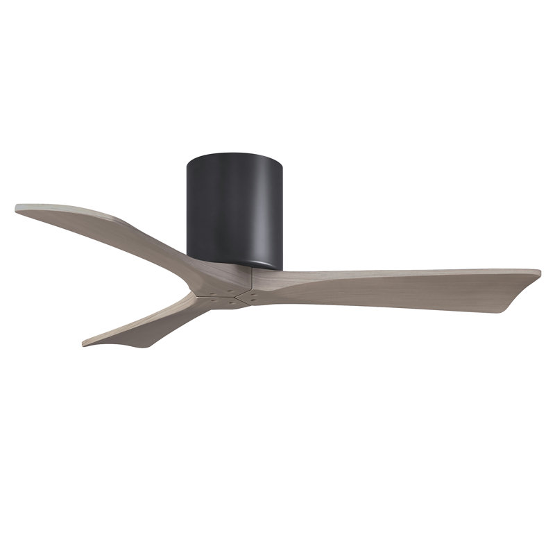 Ventilateur de plafond à 3 pales Olivier, Noir mat, Ton bois de frêne gris, 42"