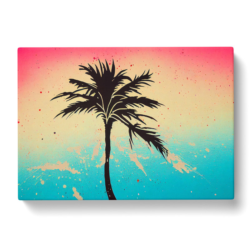Palm Tree Painted - Wrapped Canvas, 50cm H x 76cm W x 3cm D