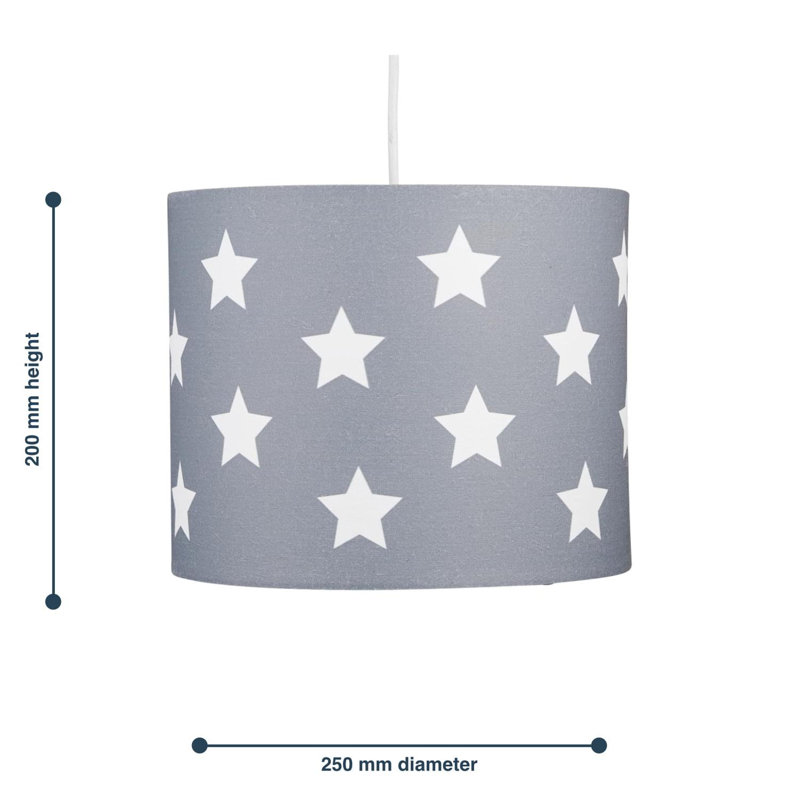 20cm H Cotton Drum Pendant Shade ( Uno ), Grey/White