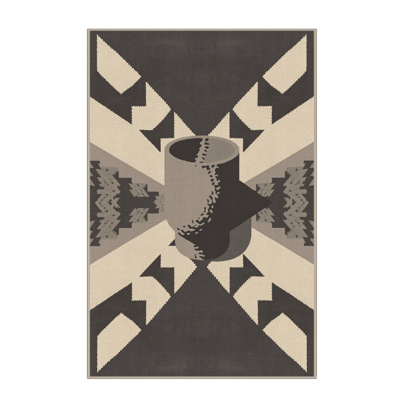Tapis noir à motif de blocs symboliques lavables à la machine Elida, 8 x 10