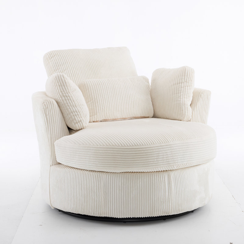 Fauteuil d'appoint pivotant en velours 41 po, Beige
