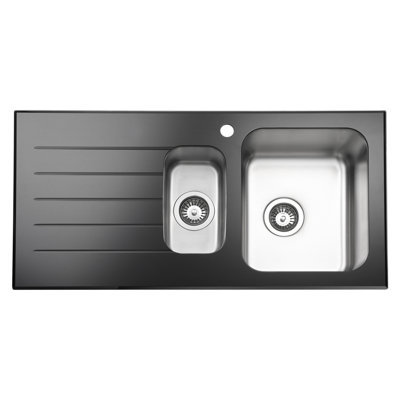 Belfry Kitchen Carrington 500mm W Double Bowl Stainless Steel Kitchen Sink with 1 Faucet Hole