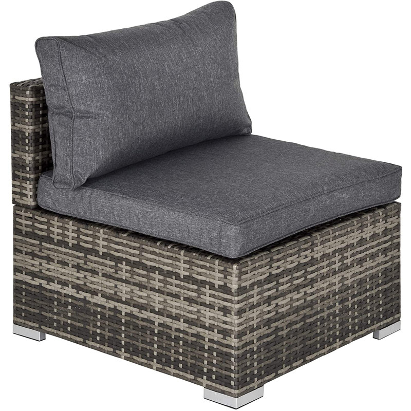 Gennett Wicker Outdoor Armless Lounge Chair, Dark Grey/Beige