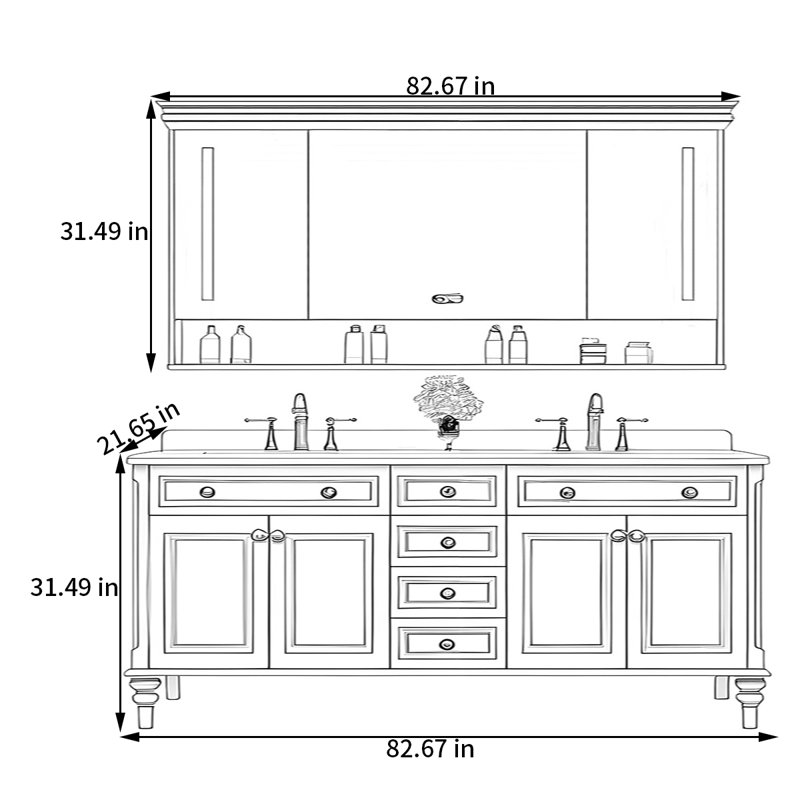 Armoire de salle de bain américaine, 83"