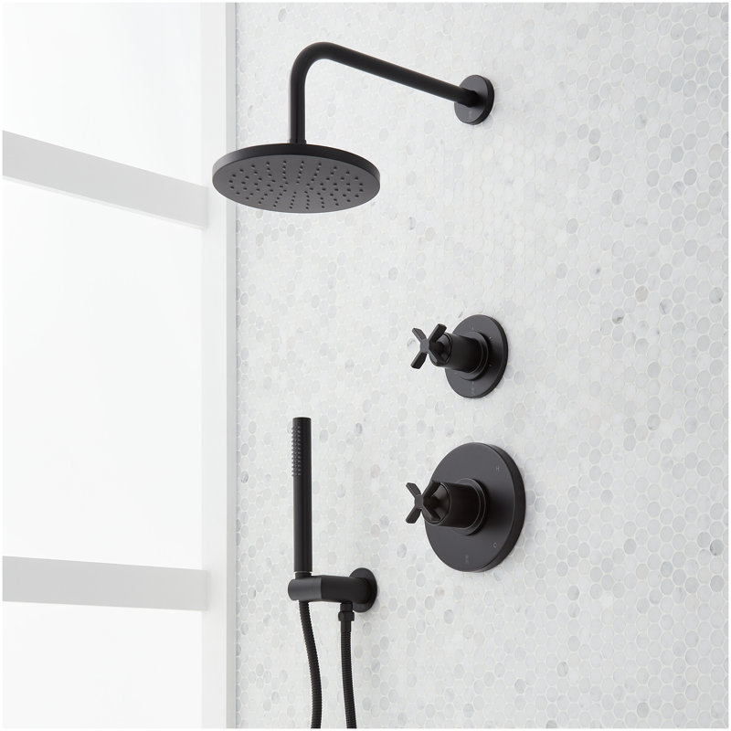 Vassor Pressure Balance Shower System with Hand Shower - Matte Black, Matte Black