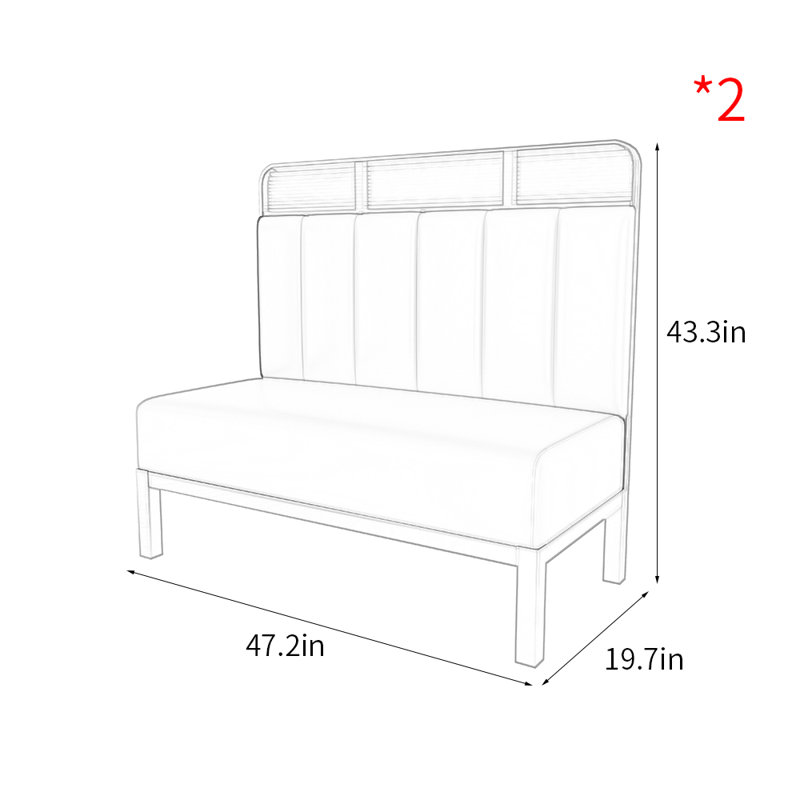 Banc rembourré en similicuir Modern Simple Cafe, Gris / gris clair