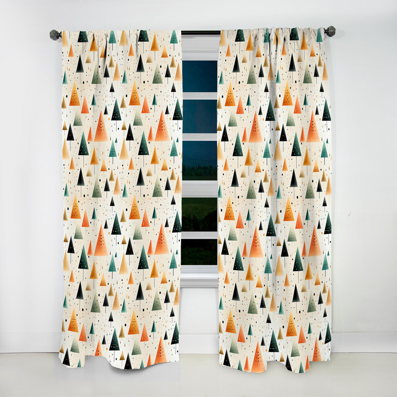Arbres minimalistes jaunes et verts - Rideau moderne - Velours obscurcissant - 1 panneau, L 52 po x L 63 po