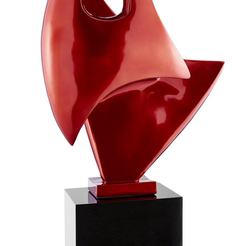 Haldis Modern Sail Resin and MDF Sculpture, Metallic Red/Black, 68" H x 8" W x 10" D