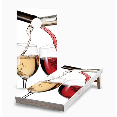 Red & White Wine 2x4 Cornhole Board Set | Includes (2) Boards (8) Bags & Optional Accessories