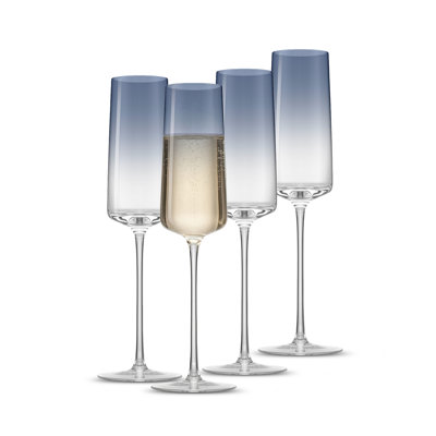 Sidney Champagne Flutes - 7 oz - Set of 4 - Blue Ombre