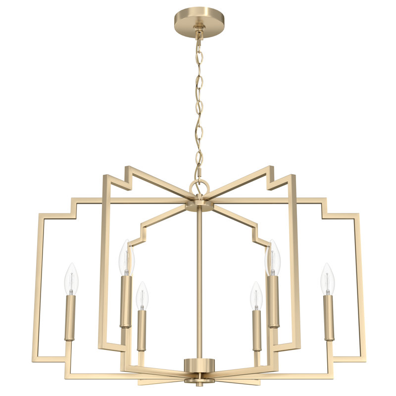 Plafonnier lustre 6 lumières 30 pouces Hunter, Or Alturas, H 19,5 po x l 30,25 po x P 30,25 po